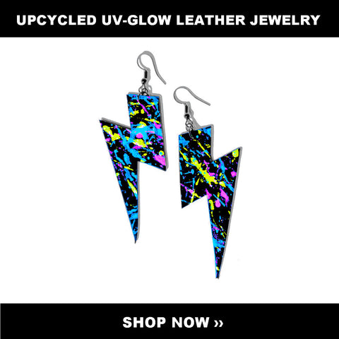 recycled upcycling uv glow leather jewelry