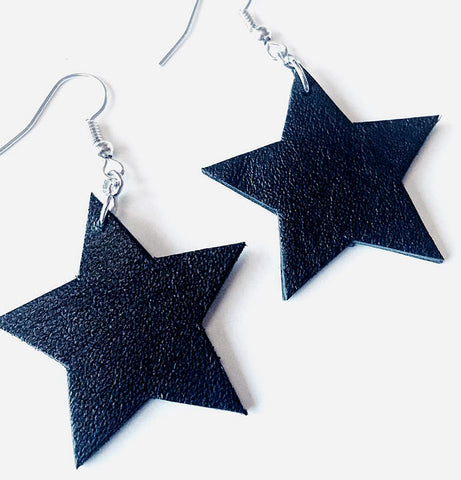 Leather star earrings