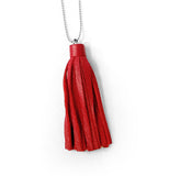 recycled leather red tassel necklace