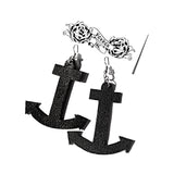 recycled leather upcycling anchor earrings