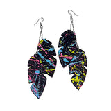 recycled leather uv glow earrings