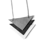 recycled leather triangle necklace