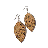 upcycled leather leaf earrings