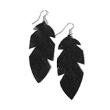 recycle leather feather earrings