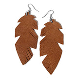 recycled leather upcycle feather earrings