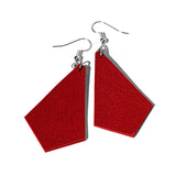 red recycle leather earrings
