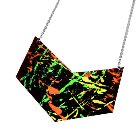 Uv painted recycled leather necklace