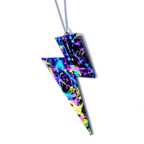 Uv-painted recycled leather necklace
