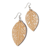recycle leather leaf earrings