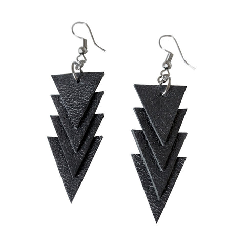Recycled Leather Minitriangle Earrings