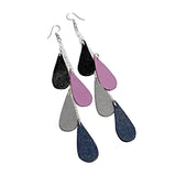 recycled leather drop earrings