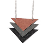 handmade recycled leather triangle necklace