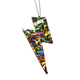 Uv-painted Recycled Leather "Lightning" Pendant