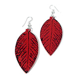 recycled leather leaf earrings