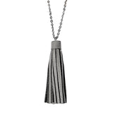 handmade recycled leather tassel necklace